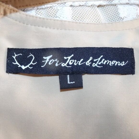 FOR LOVE AND LEMONS Dress, L, Backless, Full Lace/Nude lining, Flutter sleeve - Picture 12 of 13